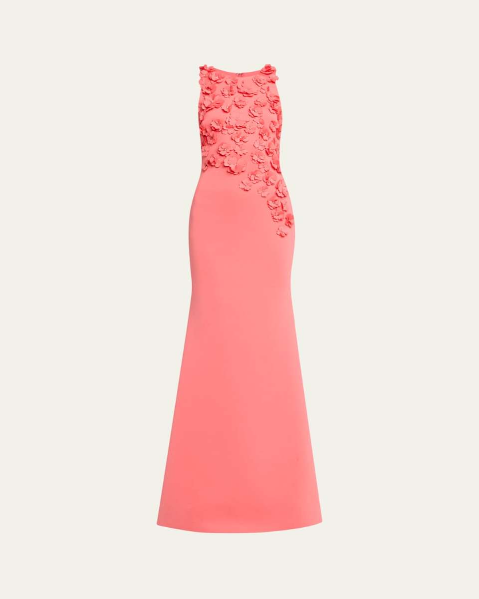 3D Floral Scuba Gown